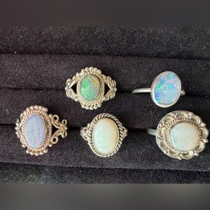 Genuine Opal Rings set is sterling silver size 6.